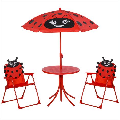Ensemble table et chaises enfant coccinelle pliable avec parasol (1/5)