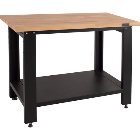 Werkbank Profiline XL freistehend 110 x 65 cm 600 kg Stahl Werktisch mit massiver Holzarbeitsplatte (1/5)