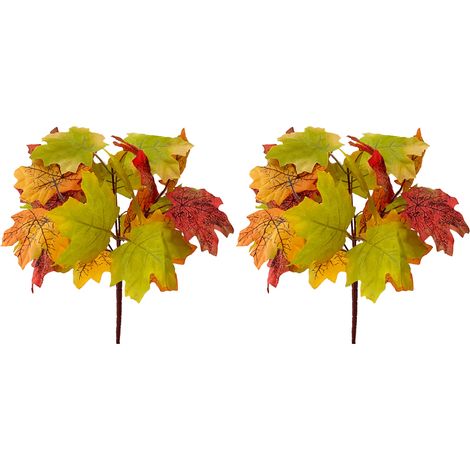 (6 Stück pro Packung) Künstlicher Herbst-Ahornblattstrauß in L-Form, Zweigdekoration für Thanksgiving, Heimdekoration, simulierter Ahornblattstrauß (1/5)