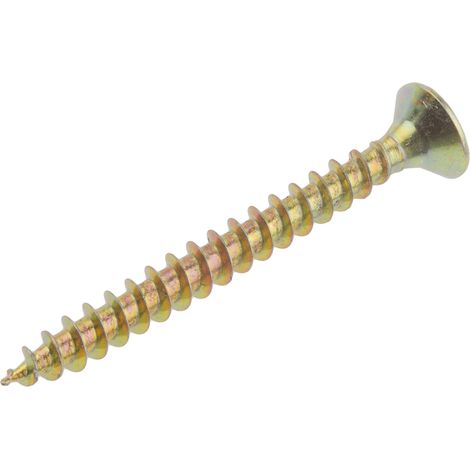 Rs Pro – Vis à bois 4mm – Tête fraisée 40mm – Acier jaune passivé – Boîte de 100 vis pour fixation esthétique et durable (1/2)