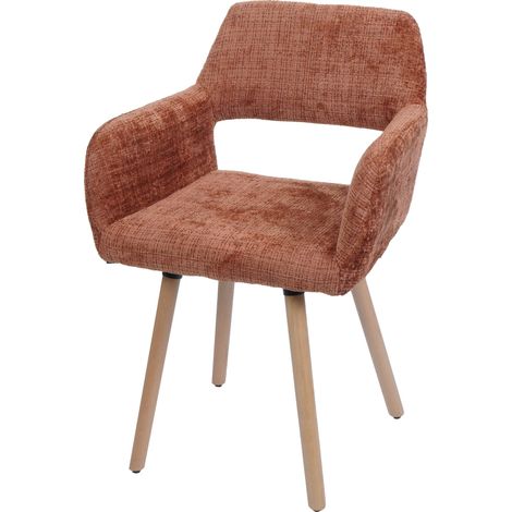 Chaise de salle à manger HWC-A50 II, chaise de cuisine chaise rembourrée, bois tissu/textile chenille (465g/m²) MVG te (1/2)