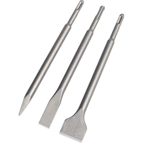 Burins, Set 3 (22-25CM Ciseau, Ciseau étroit,) pour Perceuses légères et Marteaux à percussion Travail standard dans le Béton/Bloc de construction