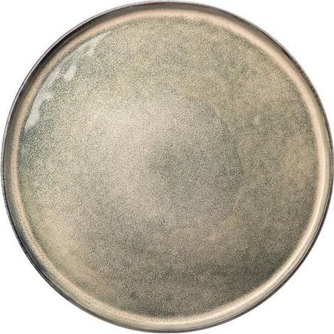 4 assiettes plates en grès émail réactif, bord large, vert, Ø 26,5 cm, usage quotidien et convivial (1/2)