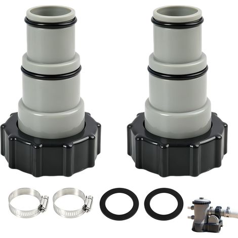 2 Pièces Adaptateur Tuyau Piscine A, Compatible avec Pompe Filtre, Adaptateur Flexible, Filetage 32/38 mm, avec Colliers de Serrage et Joints (1/5)