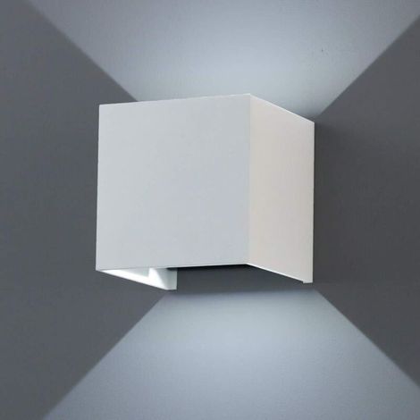 Appliques Murales LED 12W 6000K Réglable Interieur Exterieur Blanc froide, Lampe de Murale Interieur Carrée en Aluminium pour Chambre Maison Couloir Salon, Blanc - 1 Lampe (1/4)
