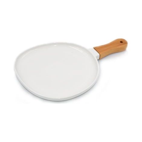 Paletta Vassoio in Porcellana Bianco con Manico in Legno 19 cm (1/2)