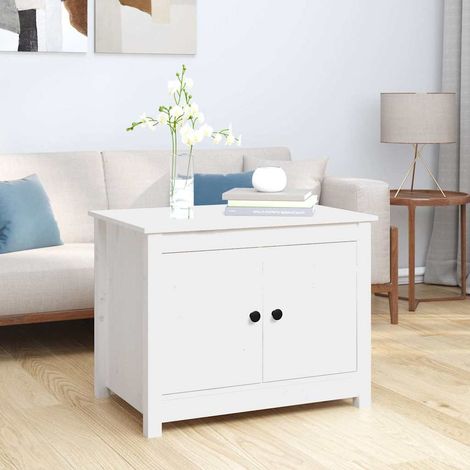 vidaXL Coffee Table White 71x49x55 cm Solid Wood Pine (1/5)