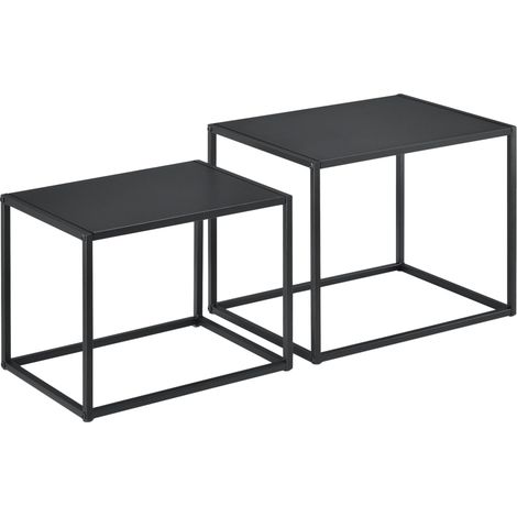 Juego de 2 mesas de centro rectangulares de metal negro 030005782/2