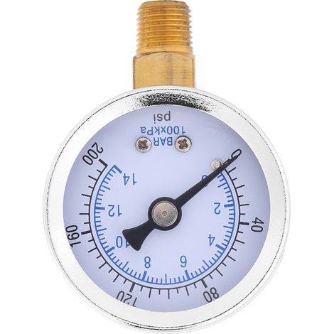 PSI pressure gauge water gauge, 0-14 bar hydraulic test for bar/psi measurement (1/3)
