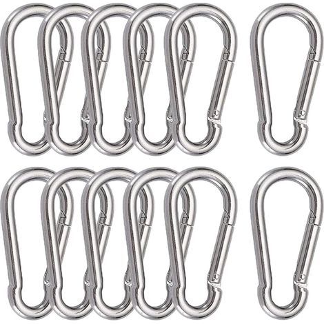 12 Pièces Mousquetons M6 Mousqueton INOX 304 Crochet Mousqueton Boucle à Ressort pour Suspendre Crochet Fixe 60 x 6 mm (1/5)