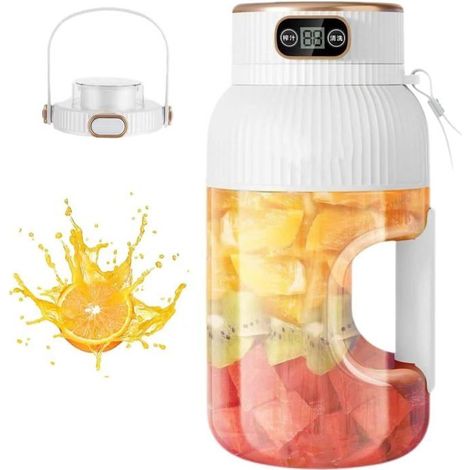 1 pièce extracteur de jus portable, multifonctionnel avec couvercle étanche, baril en plastique blanc, idéal pour smoothies et jus frais à la maison ou en déplacement