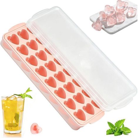 Herz-Eiswürfelform 24er Silikon mit Deckel, BPA-frei, für Cocktails & Desserts
