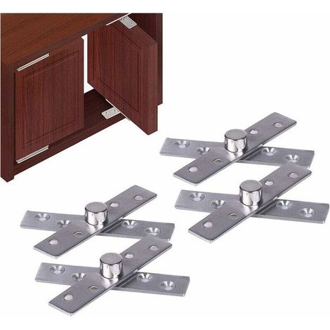 Charnière pivotante en acier inoxydable 360° pour portes battantes et armoires – Lot de 4 pièces, fixation supérieure & inférieure (1/5)