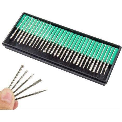 30pcs 3mm Shank Diamond Rotary Burrs For Glass,Marble,Rock and Jewelry Rotary Engraving Tool (1/5)