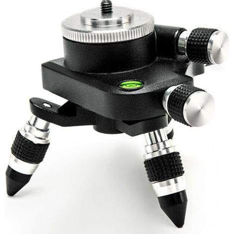 Adaptateur de Niveau Laser, Trépied Support en Alliage D'aluminium, Filetage 1/4" et 5/8'' pour la Plupart des Niveaux Lasers, Base Rotative Fine à 360 degrés