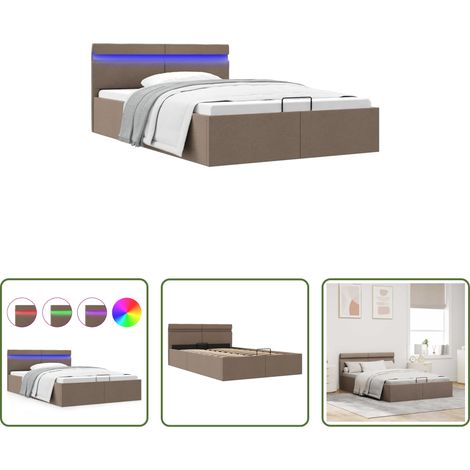 vidaXL Lit à LED - Cadre de lit à rangement hydraulique sans matelas 120x200 cm (1/5)