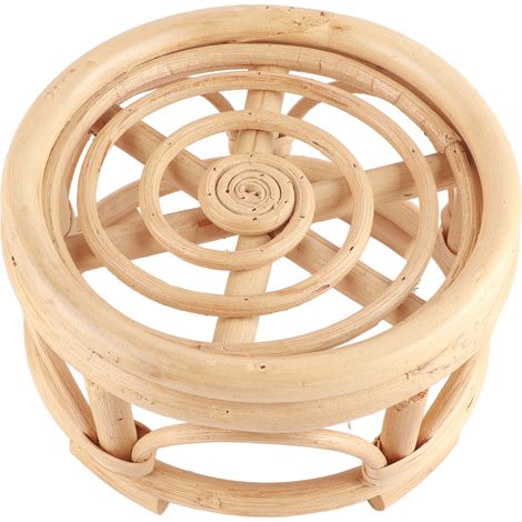Support pour plantes d'intérieur en rotin, forme ronde, naturel, fait main, pour la maison, le jardin ou la cour. (1/5)
