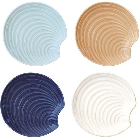 Assiette En Porc.㘠21 Cm - 4 Coloris Ass. Coquillages - Pozzi Milano Spa