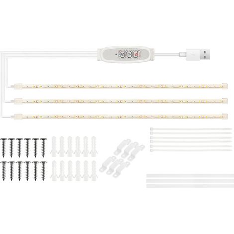 Lot 3 Rubans LED Croissance Plantes d'Intérieur Rouge 3000K Solaire Lampe Horticole Hydroponie Succulentes Éclairage Complémentaire 4 Intensités Minuterie 24h USB Plug Play (1/3)
