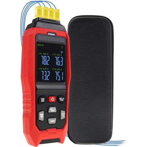 Enregistreur de Données de Thermomètre à Thermocouple à 4 Canaux, Enregistreur de Température de Type K avec Alarme Sonore et Lumineuse (1/5)