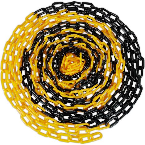Schwarze und gelbe Warnsignalkette aus Kunststoff, 10 Meter