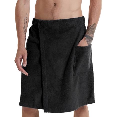 1 serviette de bain, portable avec poche, pour homme, usage plage douche bain (1/5)
