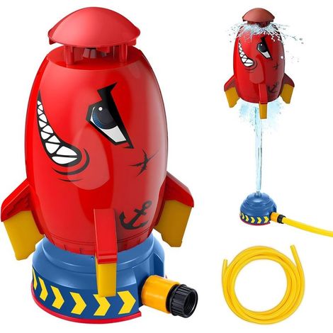 Rocket Wassersprinkler Kinder Outdoor, Water Rocket Sprinkler, Garten Wasserstrahl Rakete, Raketwatersproeier, 5 Meter Slang, Waterspeelgoed Voor Kinderen, Waterraketsprinkler(rood) (1/5)