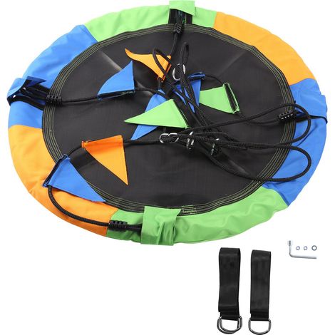 Balancelle ronde 100 cm en toile Oxford 900D, cordes réglables pour enfants et adultes, balançoire suspendue (1/5)