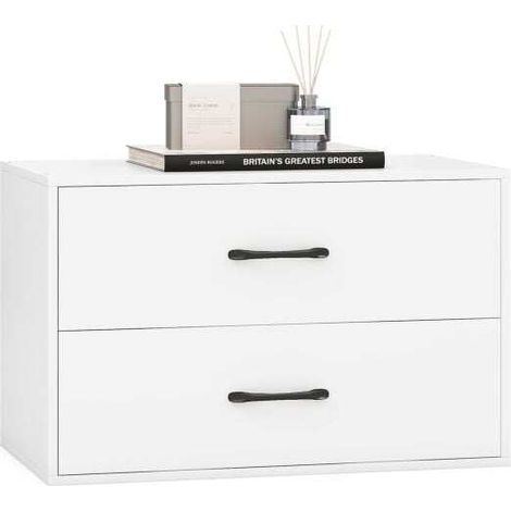 2 Drawer Stackable Storage Cabinet Horizontal Storage Cabinet with Anti-Tip Kits White (1/5)