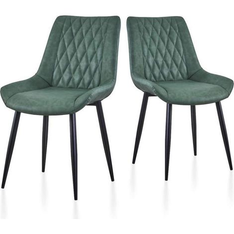 Esszimmerstühle 2er Set Kunstleder Grün, ergonomisch, gepolstert (1/5)