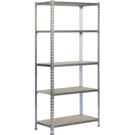 SimonRack Scaffale Portaoggetti, 1800x900x300 mm, 5 Ripiani in Legno, Portata 150 kg per Ripiano, Scaffale da Garage, Zincato/Legno – Maderclick