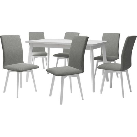 Conjunto de comedor Victorville 335, Blanco, 75x80x140cm, Diámetro: 0, Número de asientos: 6, Estilo: Contemporary
