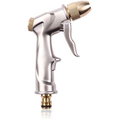 Pistolet D'arrosage de Tuyau D'arrosage avec Buse en Laiton, Haute Pression en Alliage de Zinc pour Arrosage des Plantes, Nettoyage, Lavage de Voiture et Douche D'animaux Domestiques (1/4)