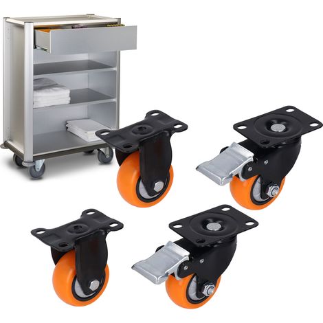 Roulettes robustes de 3 pouces avec roues en PVC, double roulement à billes, silencieuses, capacité de charge jusqu'à 800 lb. (1/5)