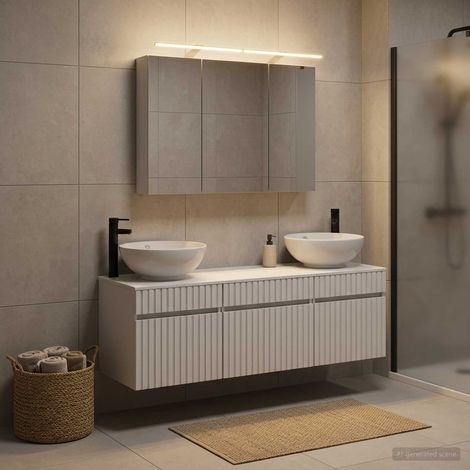 vidaXL Set di Armadi da Bagno 4 pcs Bianco 100 x 14,5 x 70 cm (1/5)