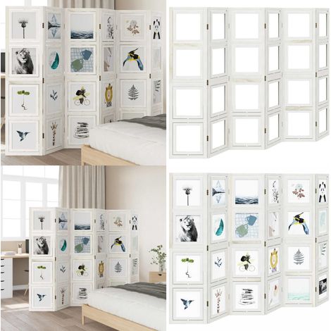 Cloison de séparation 6 panneaux blanc bois de paulownia massif - Séparateur De Pièce - Écran D'intimité - Cloison Pliable - Décoration Murale - Meuble Design - Home & Living (1/5)