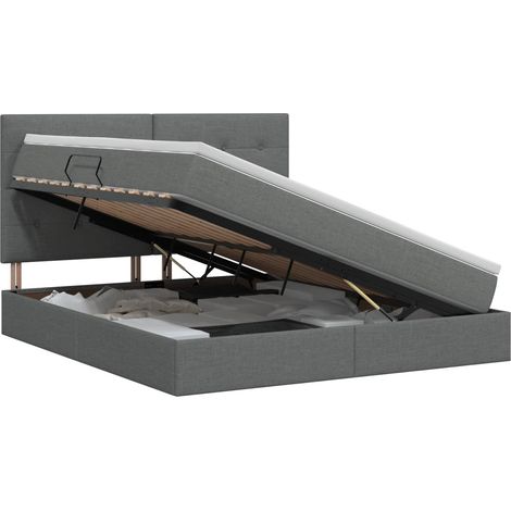 Letto con contenitore e materasso Grigio Scuro 160 x 200 cm vidaXL (1/5)