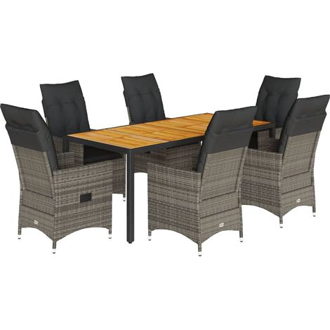 Ensemble à manger de jardin et coussins 7 pcs Mobilier de jardin gris rotin (1/5)