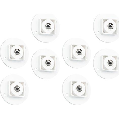 Lot de 8 Roulettes Adhésives pour Meubles en Abs et Billes D'acier, Résistantes à L'usure, pour Tables de Chevet et Poubelles en Salon ou Bureau (1/5)