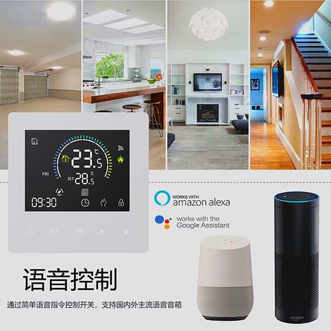 Thermostat chauffage sol WiFi Tuya 3A eau/16A élec, écran tactile, commande vocale Alexa/Google, modèle K2RH3A (1/5)
