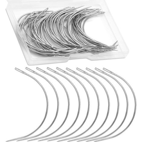 Lot de 50 aiguilles courbées – Pour cuir, tapis, tissage, tricot et réparation – Couture et bricolage (1/5)