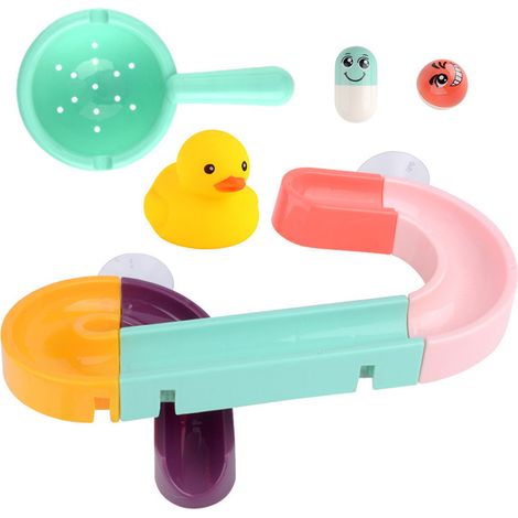 Jouets de bain enfants avec pistes à billes d'eau - Kit de montage DIY pour mur de douche, cascade amovible, cadeau garçon fille (1/5)
