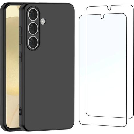 Coque pour Samsung Galaxy S24 5G Silicone Ultra Fine Noir et 2 × Verre trempé pour Samsung Galaxy S24 5G Film Protection écran (1/5)