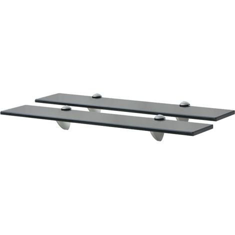 2 Étagères Tablettes en Verre 60 cm Noire à fixer pour une décoration moderne et épurée