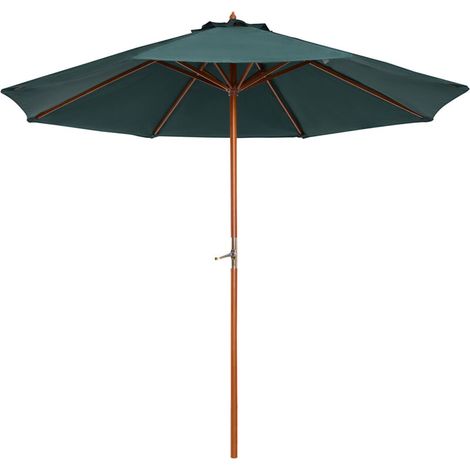 Parasol en bois pour jardin, ombrage rond Ø 2,5m, vert foncé, abri extérieur