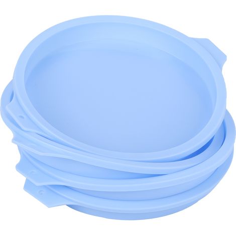 Moule à gâteau rond en silicone de 20 cm (8 pouces), plaque de cuisson, accessoires pour gâteaux colorés, lot de 4, bleu (1/5)