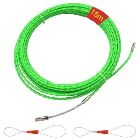 Pair 15 m lange Nylon-Einziehnadel mit flexiblem Führungskopf, Elektriker-Einziehnadel, Kabelzieher, elektrisches Einziehkabel, 4 mm Durchmesser (Grün)