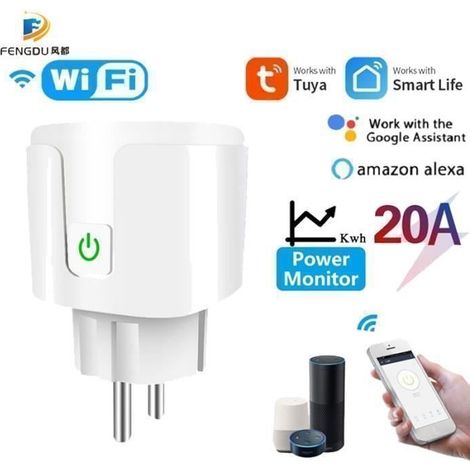 Prise électrique,Prise intelligente Tuya Wifi EU 20A, avec fonction de moniteur de puissance et de minuterie - Ue Plug[B77] (1/5)