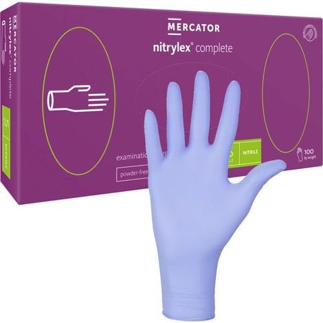 Gants en nitrile violets Mercator Nitrylex, taille S, lot de 100. (1/5)