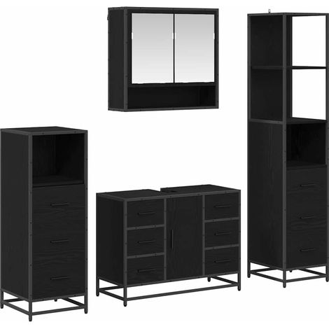 Maison Exclusive - Badezimmermöbel-Set 4 pcs Schwarz Eichen-Optik